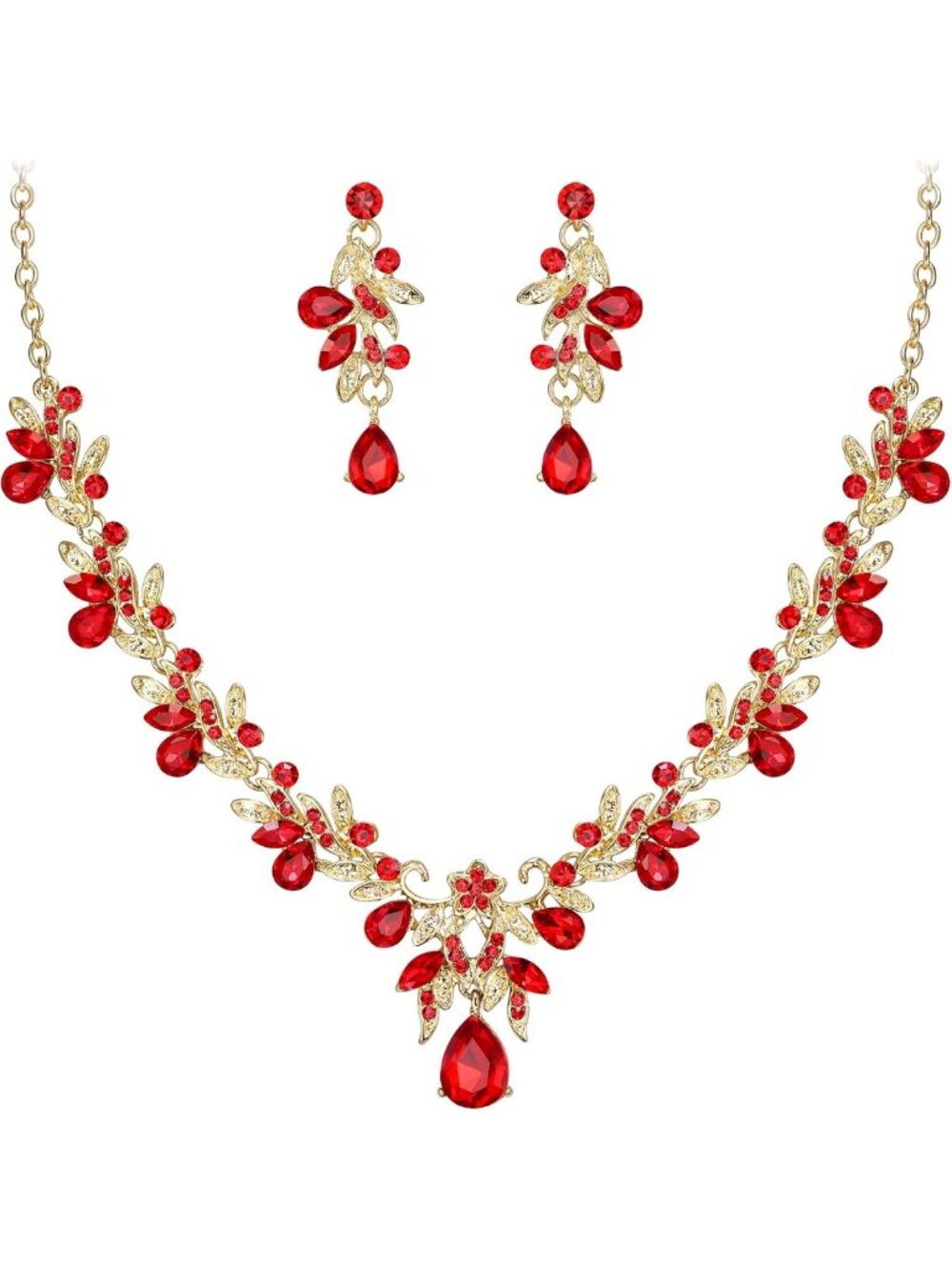 Elegant Women's Wedding Jewelry Set - Leaf & Flower Design for Bridal, Prom